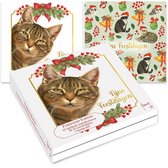 Franciens Katten Kerstkaarten - Cyperse kat – Kerstklokjes patroon