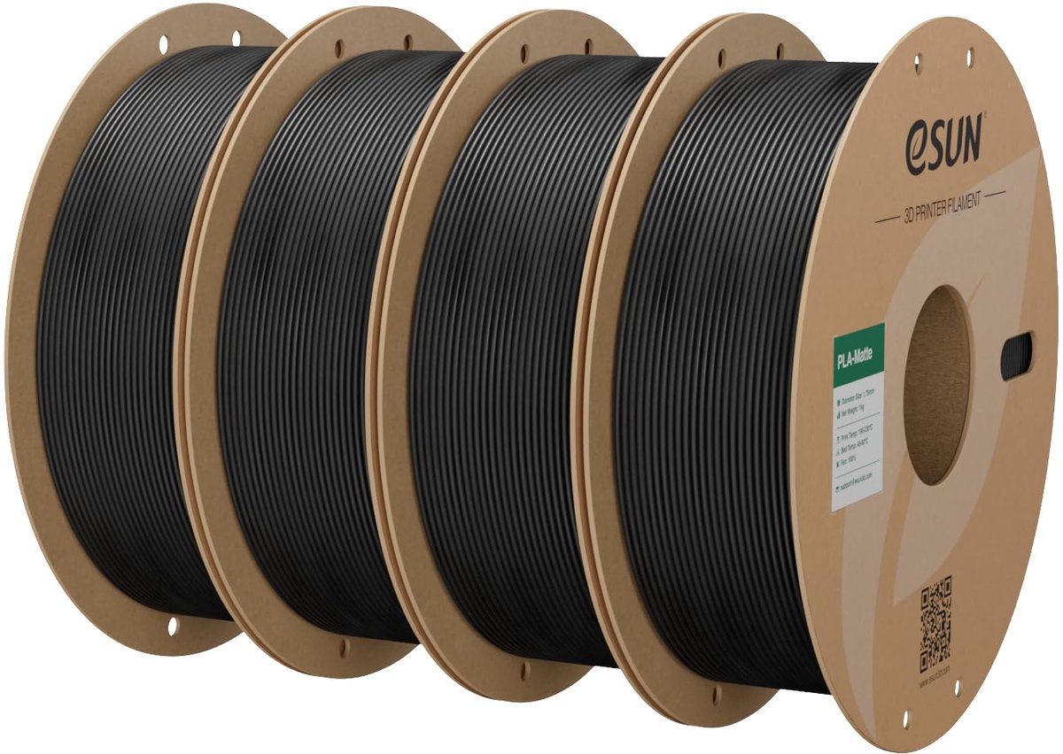 eSUN Geüpgraded Mat PLA 3D Printer Filament 1.75mm 4kg Donker Zwart - ShopVlot