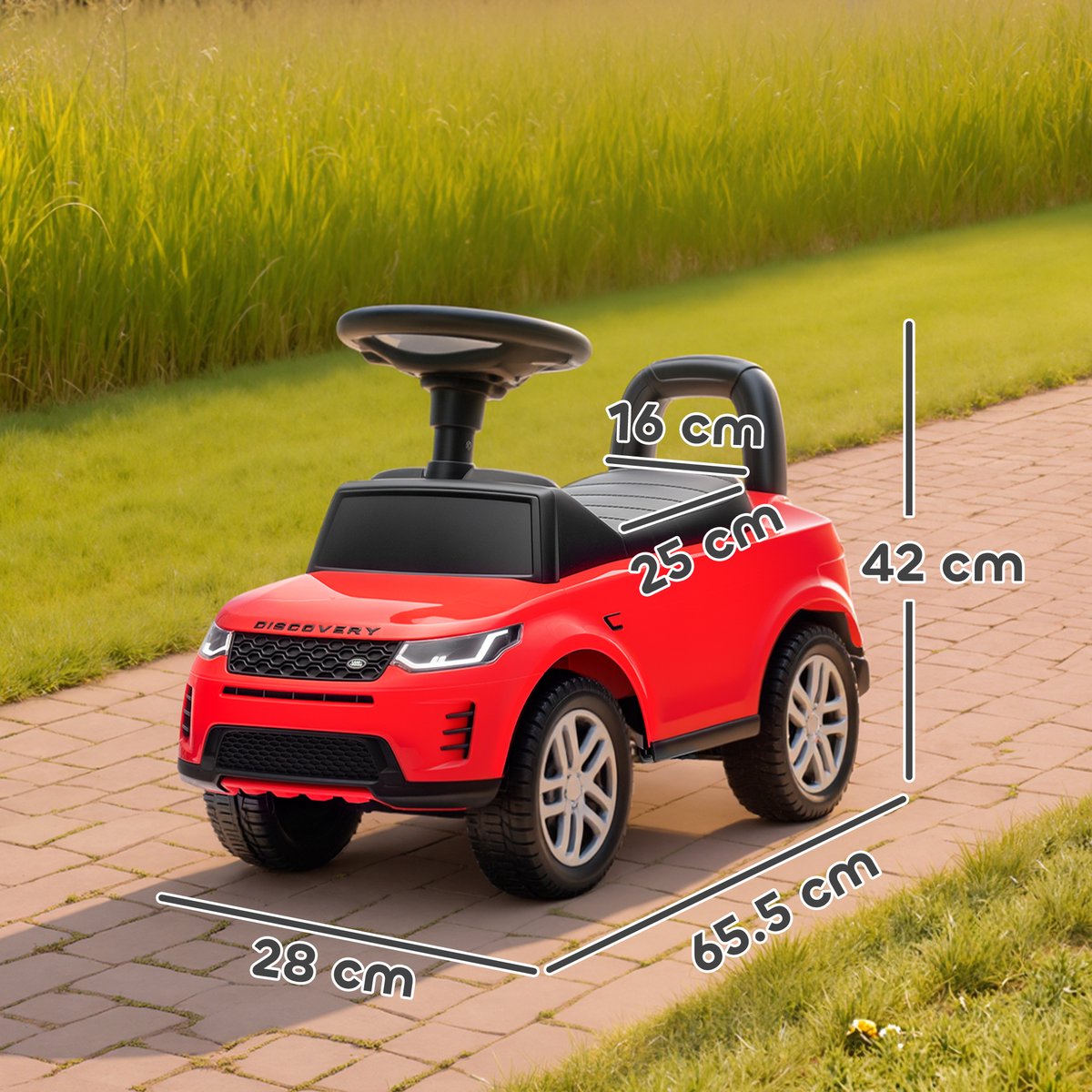1 stuk - Kinderrijden met speelgoedwagen - met hoorn en opslagruimte - 65,5x28x42 cm - rood