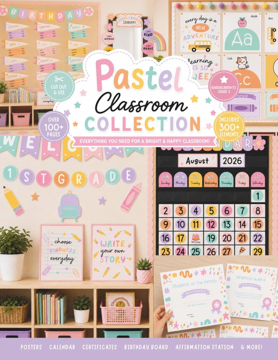Pastel Classroom Collection: 100+ Classroom Decorations • Bulletin Boards • Alphabet • Calendar • Posters • Teacher - ShopVlot