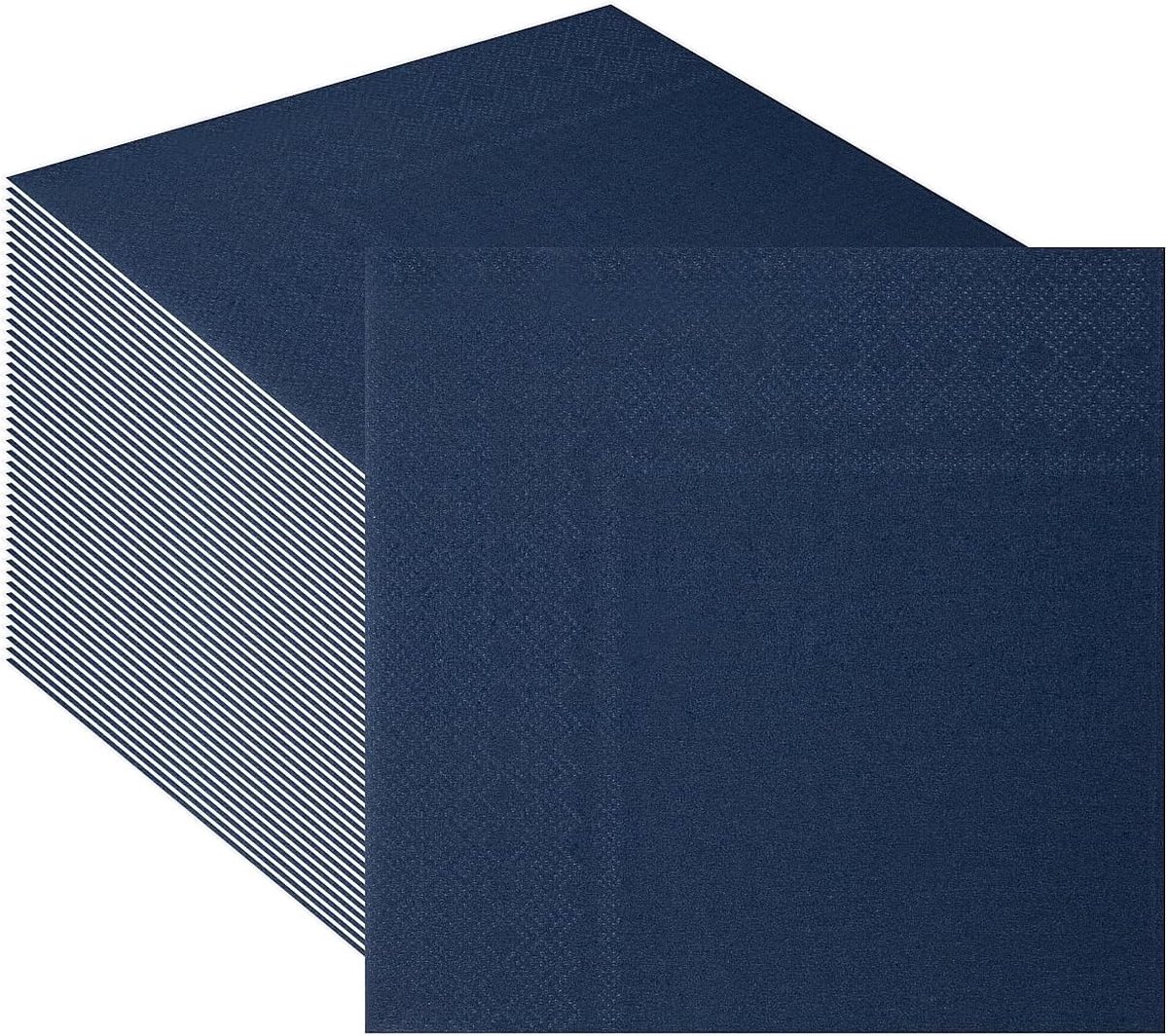 CEILIWEN Marineblauwe papieren servetten, 60 stuks, 33 x 33 cm, cocktailservetten, effen kleur papieren serviettes - ShopVlot