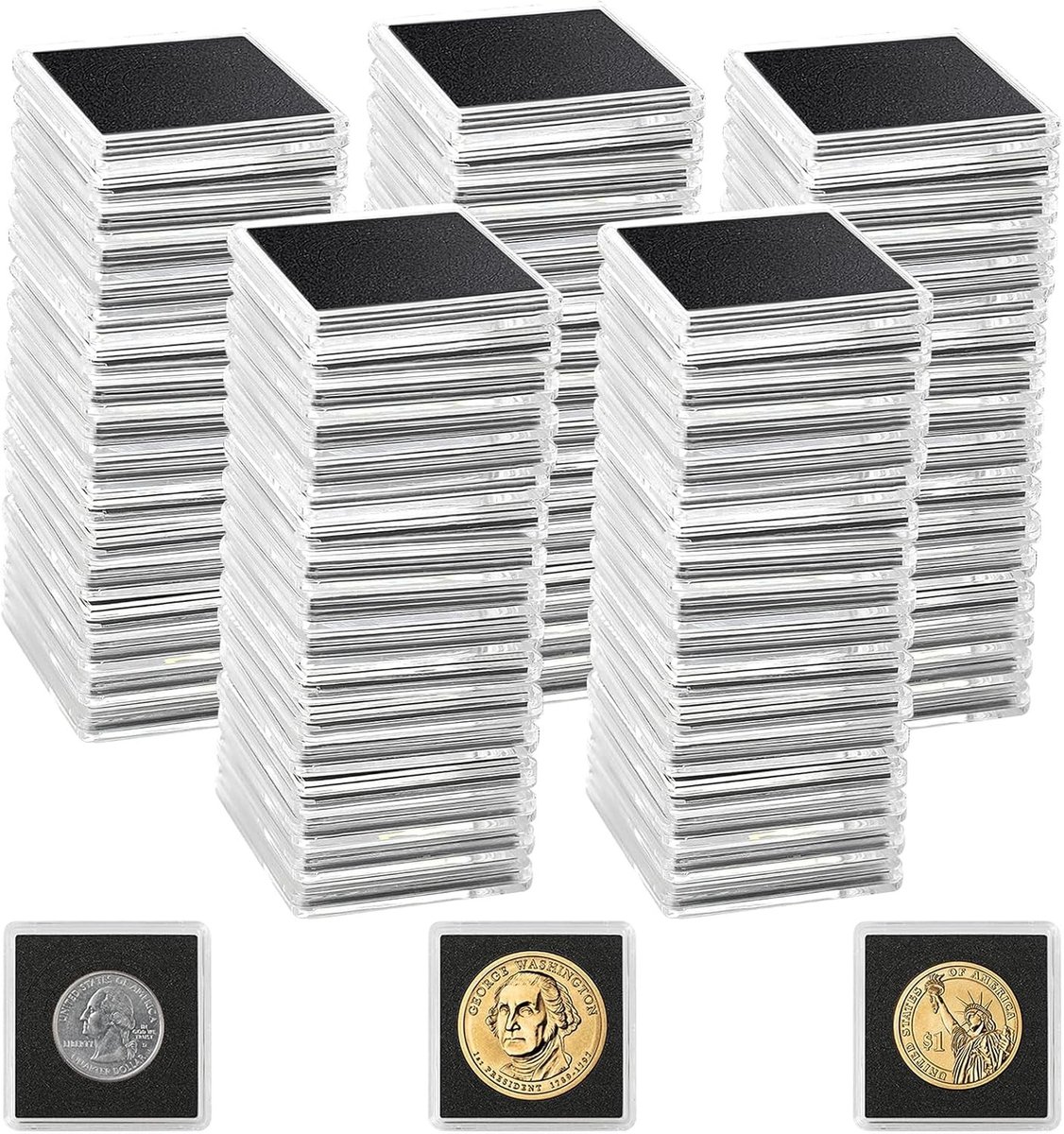 Coinopslag voor 40 mm munten, 100 stuks muntenhoezen, capsules met sponsen voor zilveren dollar munten, ideaal voor verzamelaars en bescherming van munten