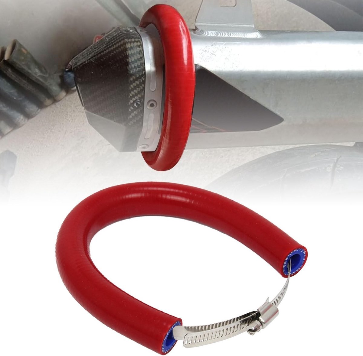Universele 64CM Motoruitlaat Demper Beschermhoes voor Dirtbike, Motocross en Supermoto - Rood, Duurzaam en Lichtgewicht
