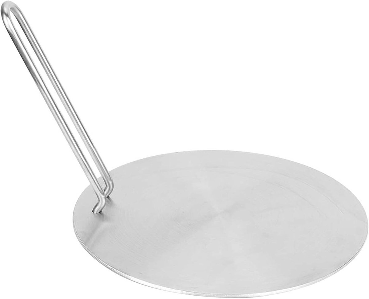 Inductiekookplaat Warmteafvoerplaat van RVS met Afneembare Handgreep Geschikt voor IJzeren en Keramische Pannen (22cm)