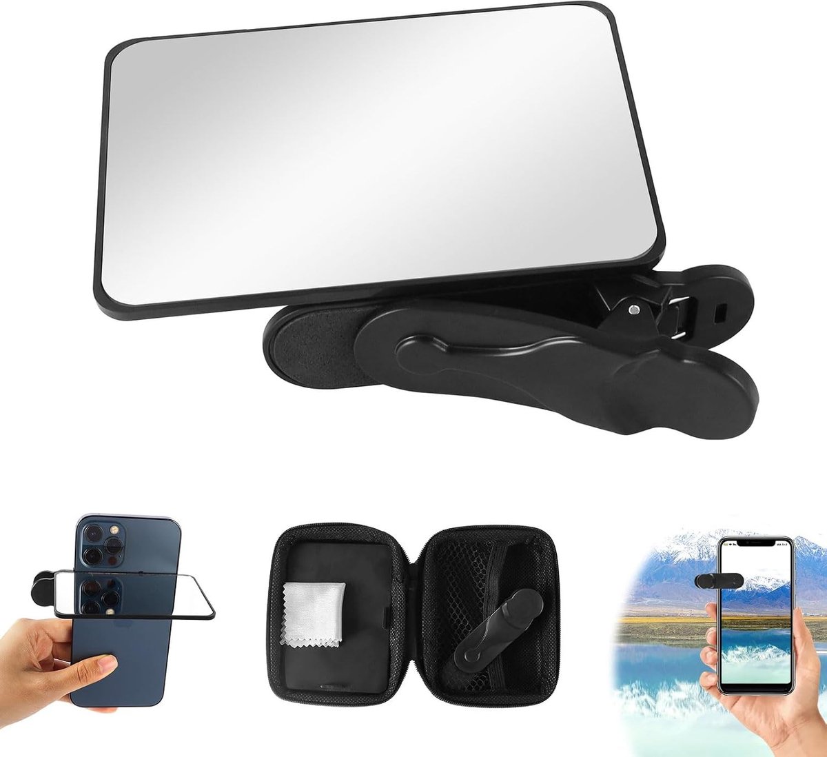Verstelbare Smartphone Spiegel Clip voor Camera, Draagbare Reflectie Clip Set voor Mobiele Telefoons, Perfect voor Foto's en Video's