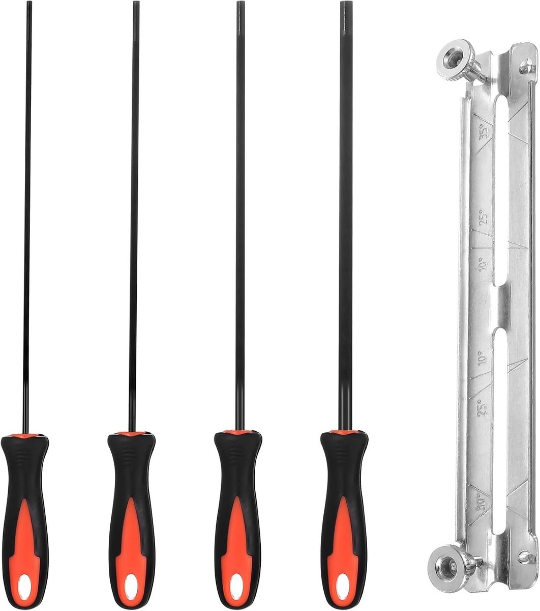 Set van 4 Ronde Vijl voor Kettingzagen - 3.2 mm, 4 mm, 4.8 mm, 5.5 mm - Ideaal voor Scherpen van Zaagkettingen en Metalen Zaagbladen