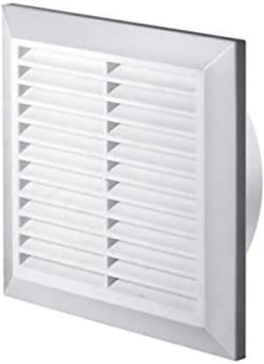 Ventilatierooster rond 100 mm wit kunststof met insectenwerend gaas