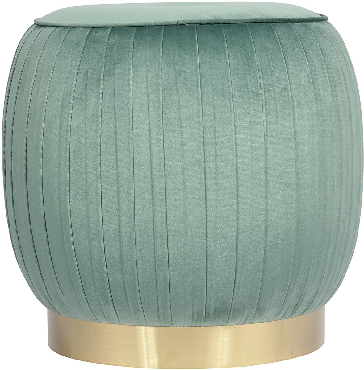 Padiro ronde poef Ø 43 x 42 cm - mintgroen - fluweel - siernaden en goudkleurige voet