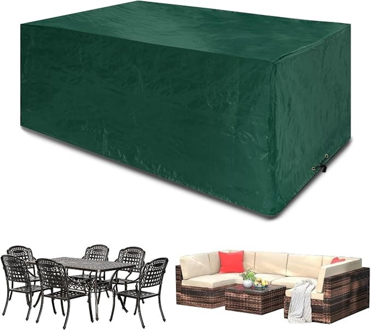 PolkaHome Tuinmeubelhoes 300x250x90 cm Waterdicht Anti-UV Groen