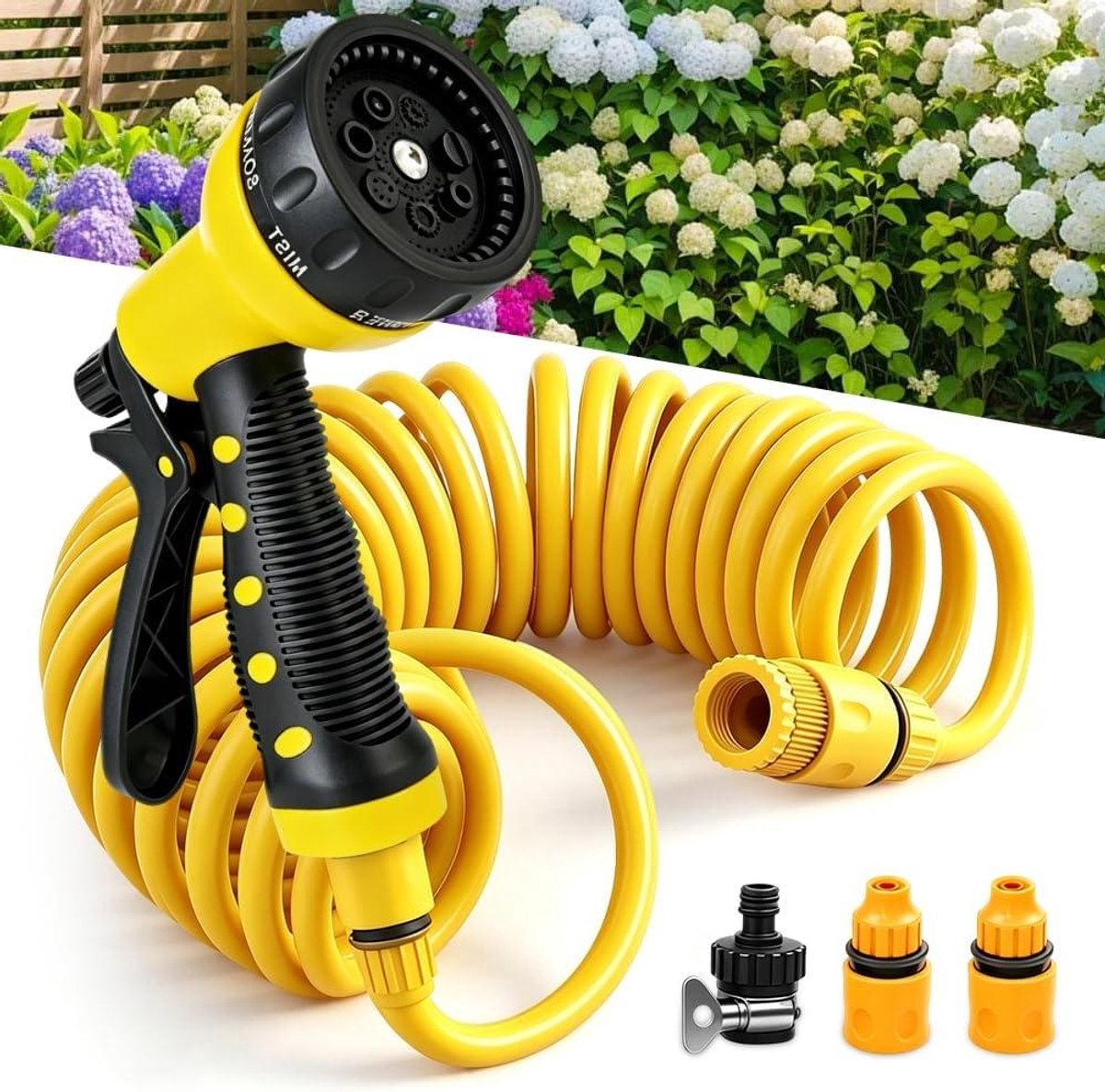 Flexibele Tuinslang - Lichtgewicht Slang - Tuin Besproeien - Zelfuitrekbaar - 75 Meter - Geel