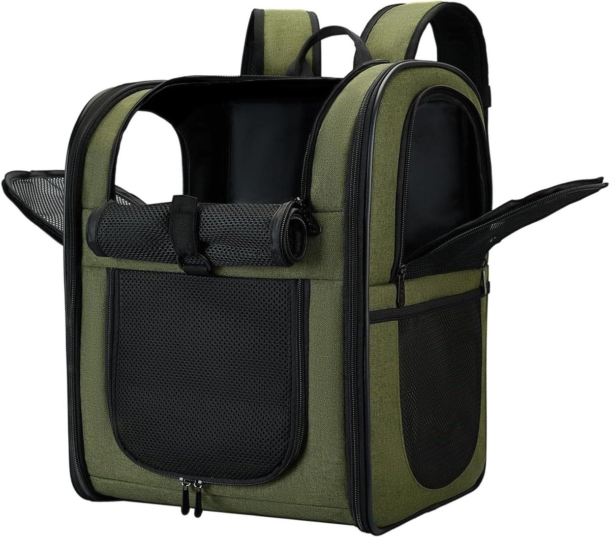 Dierenrugzak - Hondenkatten tas - Veilig Reizen - 360 graden ventilatie - 40x24x30 cm - Groen