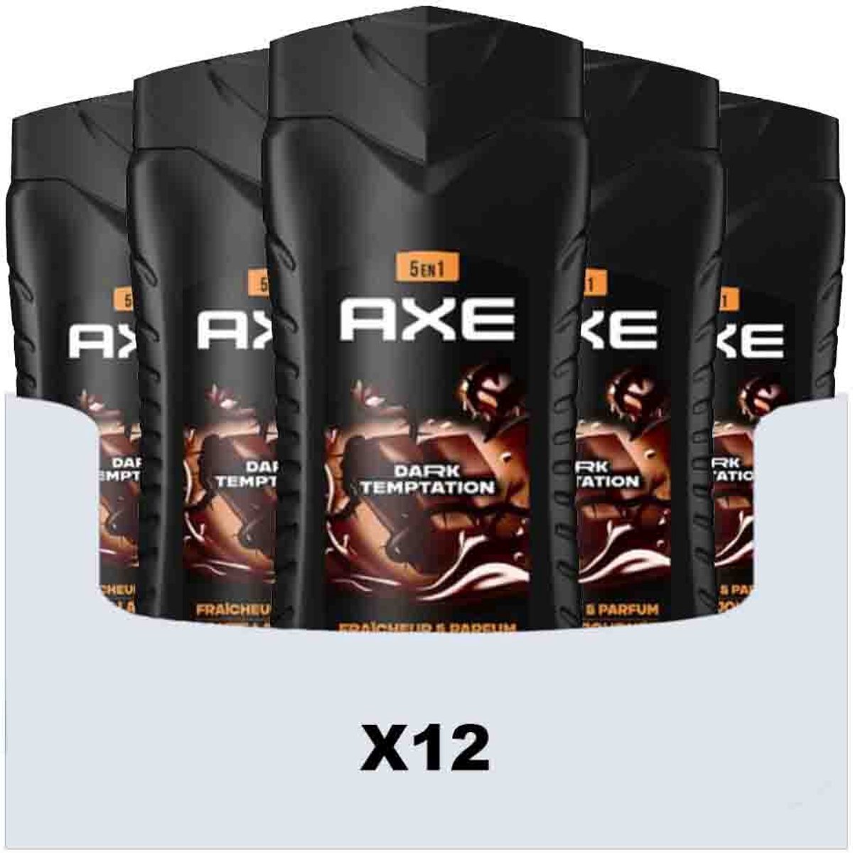 Axe - 5-in-1 Shampoo & Shower Gel Dark Temptation - 12 x 400 ml - Voordeelverpakking