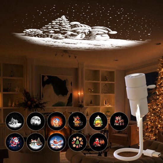 Namajunas - 11-in-1 Galaxy Projector- Nachtlampje, 11 patronen - Dimbare LED - met 360° Rotatie en USB - Kerstdecoratie effecten – Feestverlichting - Plug and Play - Sterren projector - Projectielamp voor kamperen, auto, plafond en wanddecoratie