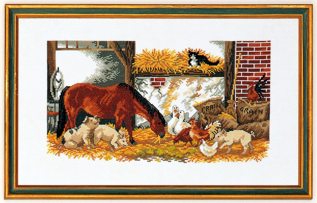 Borduurpakket Paard, varkens, kippen 14 141