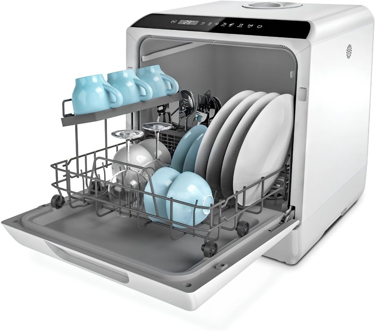 TYR® Mini Vaatwasser - Vrijstaande Vaatwasser - Afwasmachine - Grijs - 43cm x 43cm x 46cm