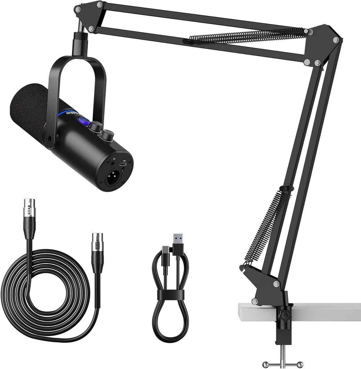 Dynamische Microfoon - Podcast Microfoon - Opnemen en Streamen - Dubbele Connectiviteit - N.v.t. - Zwart