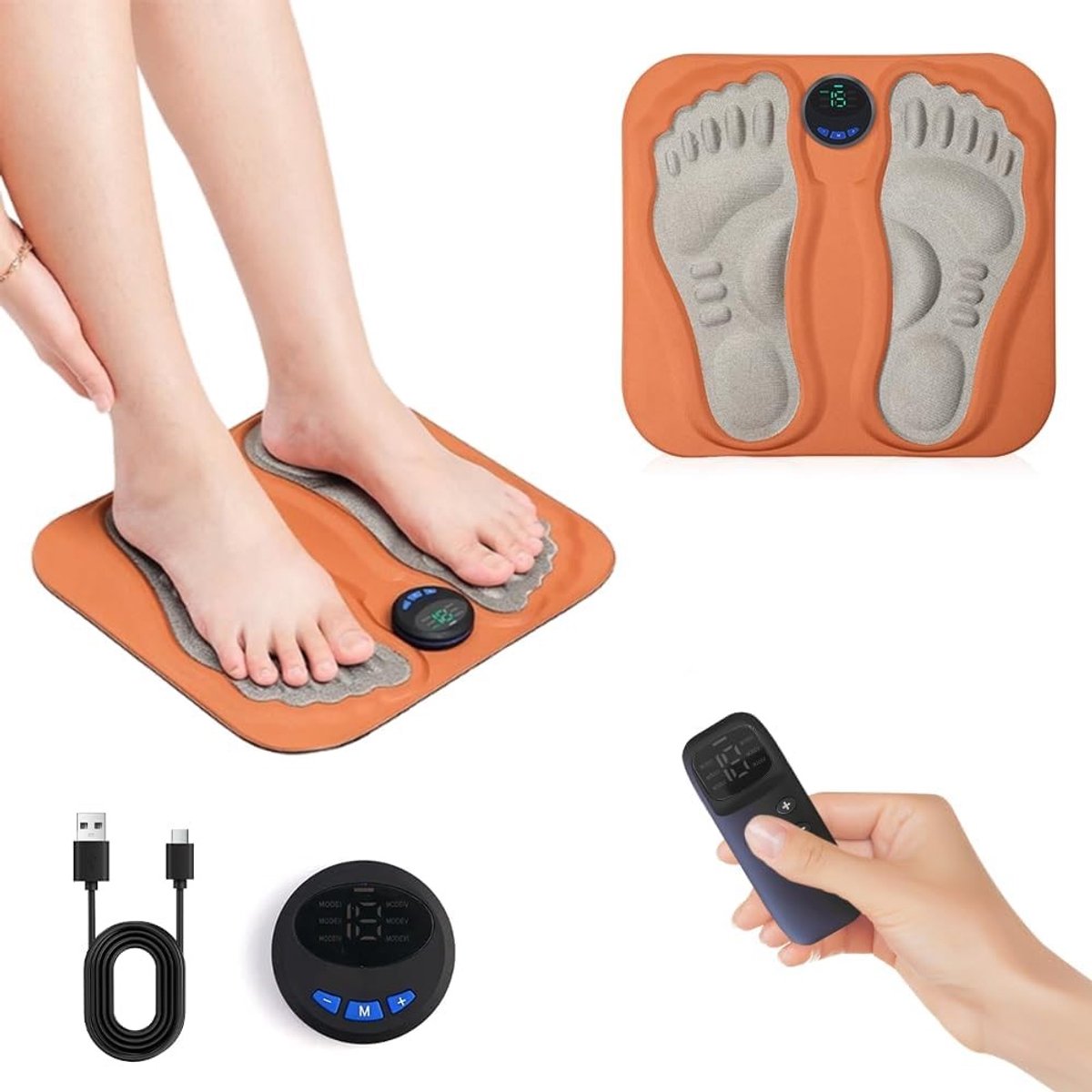Elektrisch Voetmassageapparaat - Geen Kleur - 31 x 29,8 x 1 cm - Oplaadbaar met Afstandsbediening - Voor Ontspanning en Pijnverlichting