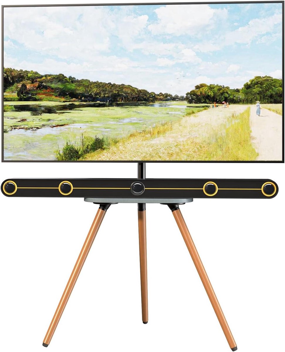 Draaibare TV Standaard - Tripod TV Meubel - Woonkamer Inrichten - Uniek Ezel Ontwerp - 43-65 Inch - Zwart
