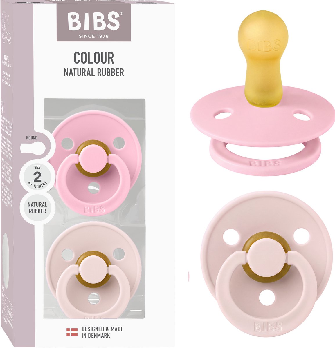 BIBS Colour Fopspeen - 6-18 mnd - 2-pack - Rond - Petal/Baby Pink