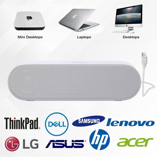 USB Luidspreker - Mini Soundbar - Muziek Luisteren - Geïntegreerd Ontwerp - 36 x 22 x 63 cm - Grijs — afbeelding 3