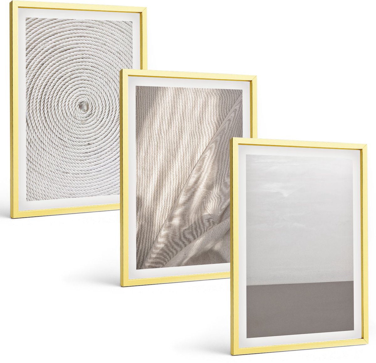 Coloray 3-Delige Schilderij Set - Verfijnde Natuurlijke Texturen In Boho-Stijl - 40 x 40 cm En 40 x 60 cm - Muurdecoratie - Interieur Decoratie - Decoratieve Schilderijen