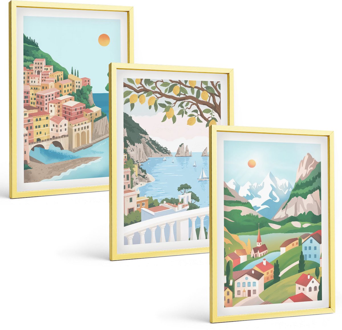 Coloray 3-Delige Schilderij Set - Elegante Abstracte Steenpatronen - 40 x 40 cm En 40 x 60 cm - Wanddecoratie - Moderne Interieurdecoratie - Woonkamer Decoratie
