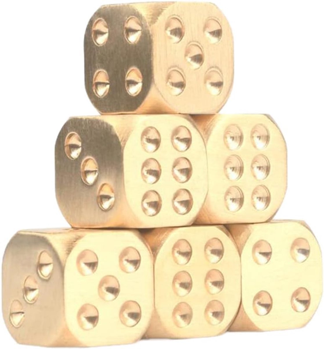 6 Pack messing dobbelstenen set, handmatig polijsten massief messing entertainment accessoires