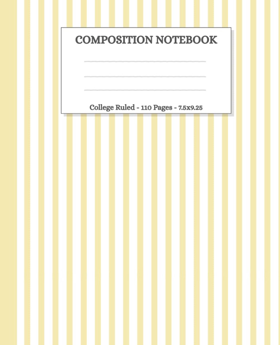 Yellow Striped Composition Notebook: Aesthetic Pastel Yellow and White Stripe Journal, 110 College Ruled Lined Pages - ShopVlot