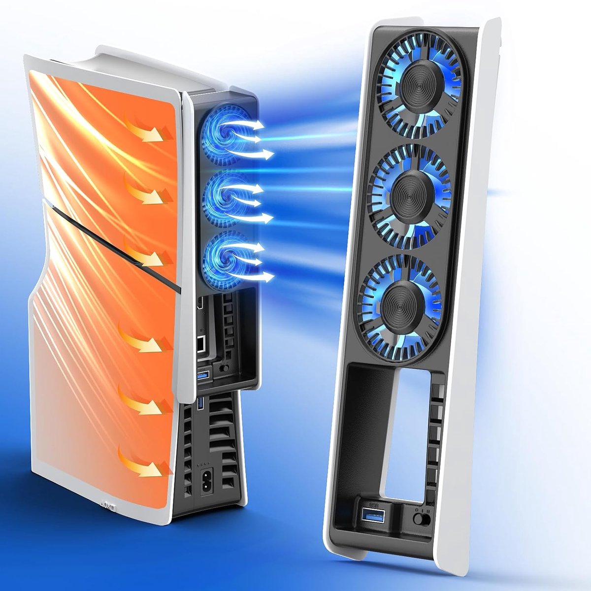 PS5-koeler, PS5-ventilator met HUIJUTCHEN ledlicht, stille ventilator met 3 ventilatoren en controller - ShopVlot