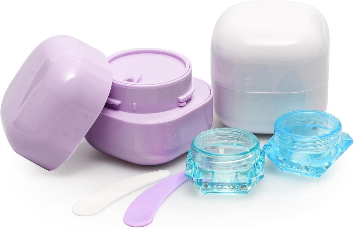 Reisflessen Pot 4 STKS Crème Potten met Deksel Mini Travel Pot Plastic Cosmetische Pot Kleine Lekbestendige Container - ShopVlot