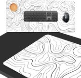 What's Goods - XXL Grote Muismat - 90x40 cm - Topografisch - 4 mm - Wit