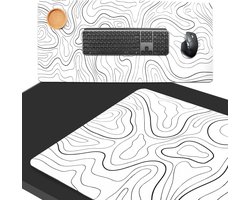 What's Goods - XXL Grote Muismat - 90x40 cm - Topografisch - 4 mm - Wit
