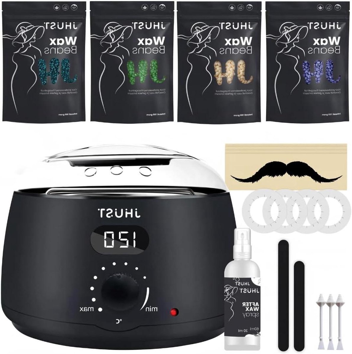 Wax Apparaat Set - Ontharingskit - Gladde Huid - Compleet Thuisgebruik - 400g Bonen - Zwart
