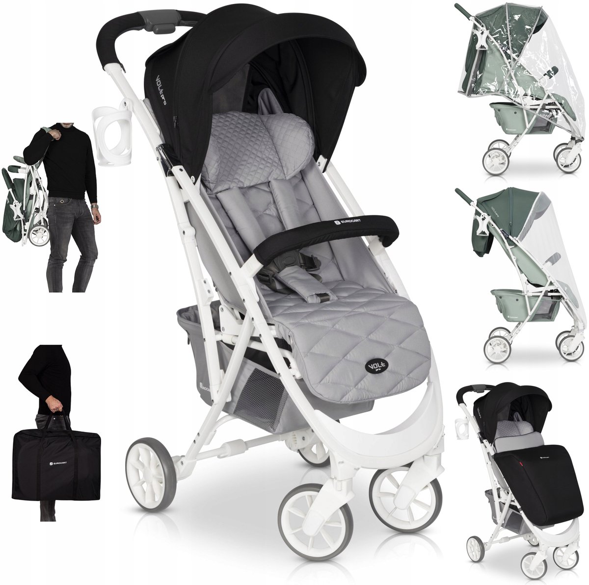 Euro-Cart Volt Pro Kinderwagen Antraciet - Tot 25kg