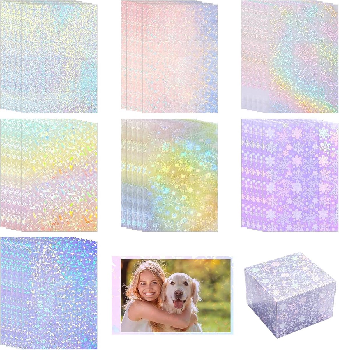 35 Vellen Transparante Holografische Folie, 7 Soorten Zelfklevende Holografische Folie A4, Heldere Hologramfolie - ShopVlot