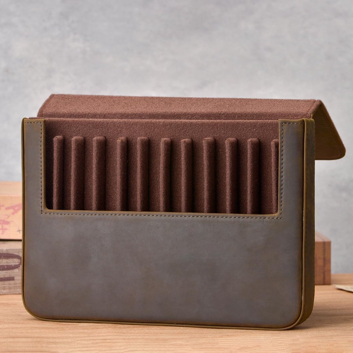 Vulpen Lederen Case Zwart, Koffie en Vintage Kleur, Handgemaakte Lederen Pen Case, Vintage, Retro