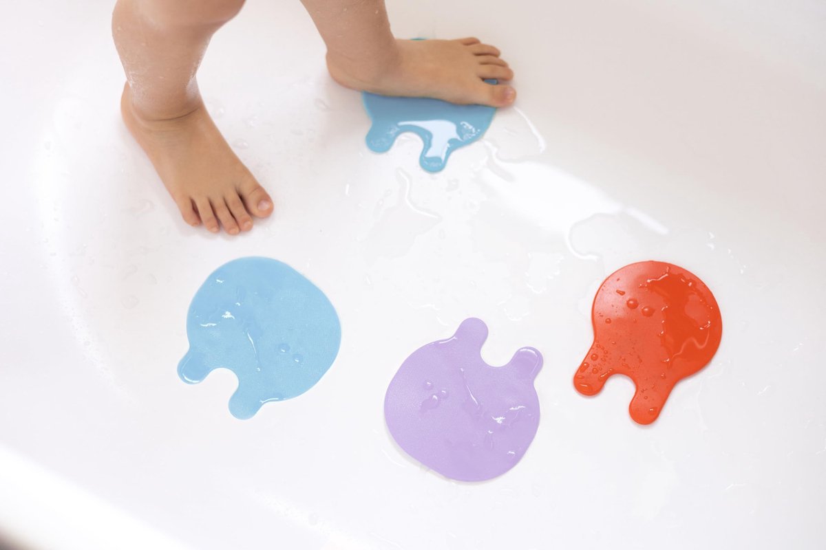 - Gripi Medusa - 8 stuks - Antislip badgezelschap - Badmat voor kinderen - Flexibel - Gemakkelijk aan te brengen en te reinigen (8 stuks, Koraalblauw)