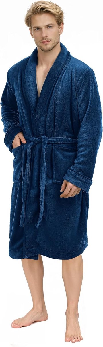 Threads Luxe Heren Sjaal Kraag Kamerjas | Superzachte Fleece Badjas | Gezellige Loungewear en Nightwear | Comfortabele Loungewear en Nachtkleding