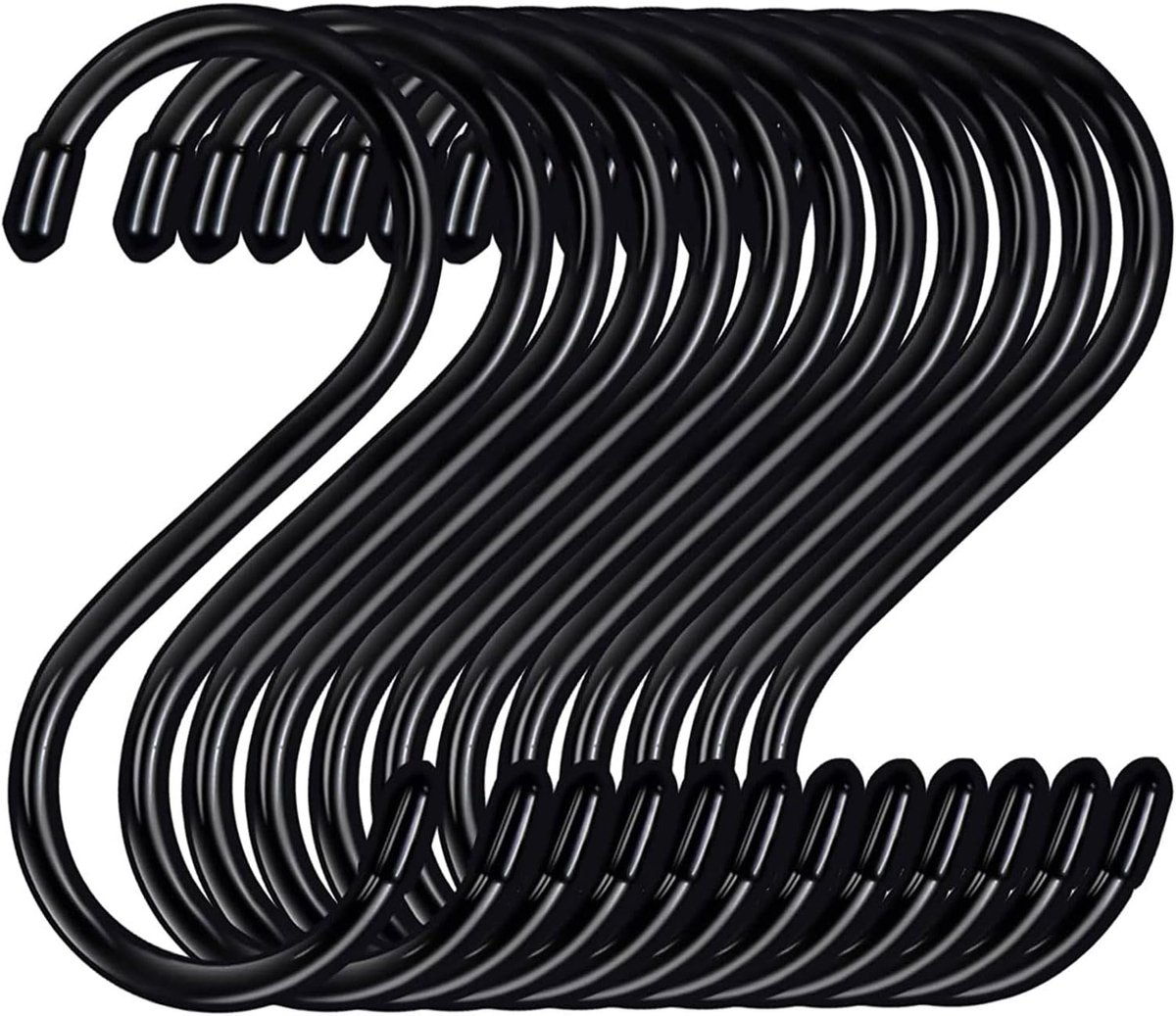 S-haken, voor keuken, badkamer, kantoor, tuin of outdoor-activiteiten, zwarte zware metalen haken