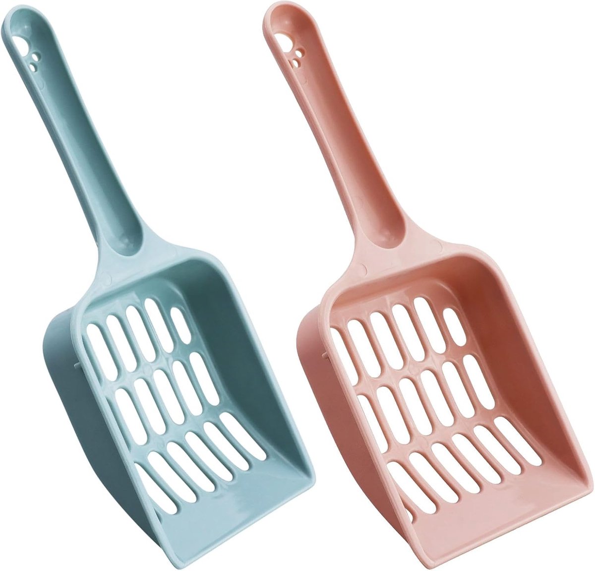 Dailygoods- Kattenbakschep 2 Stuks - Kunststof Schep - Kattenbakvulling - Hoogwaardig Polypropyleen - Afmetingen 20 x 8,5 x 2,2 cm - Roze/Lichtblauw - Kattenbak Schep