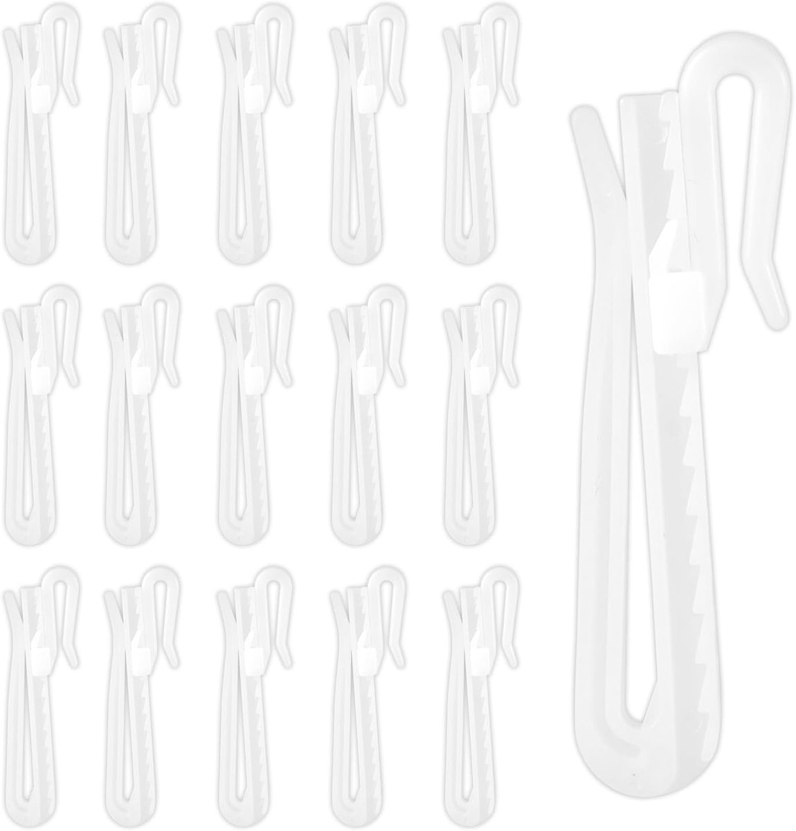 Haken, 7x2,54 cm Verstelbaar Gordijnhaken voor Gordijnen Knijpplooihaken Gordijnhaakratel voor Douchegordijn Thuis Hotel Woonkamer (Wit)