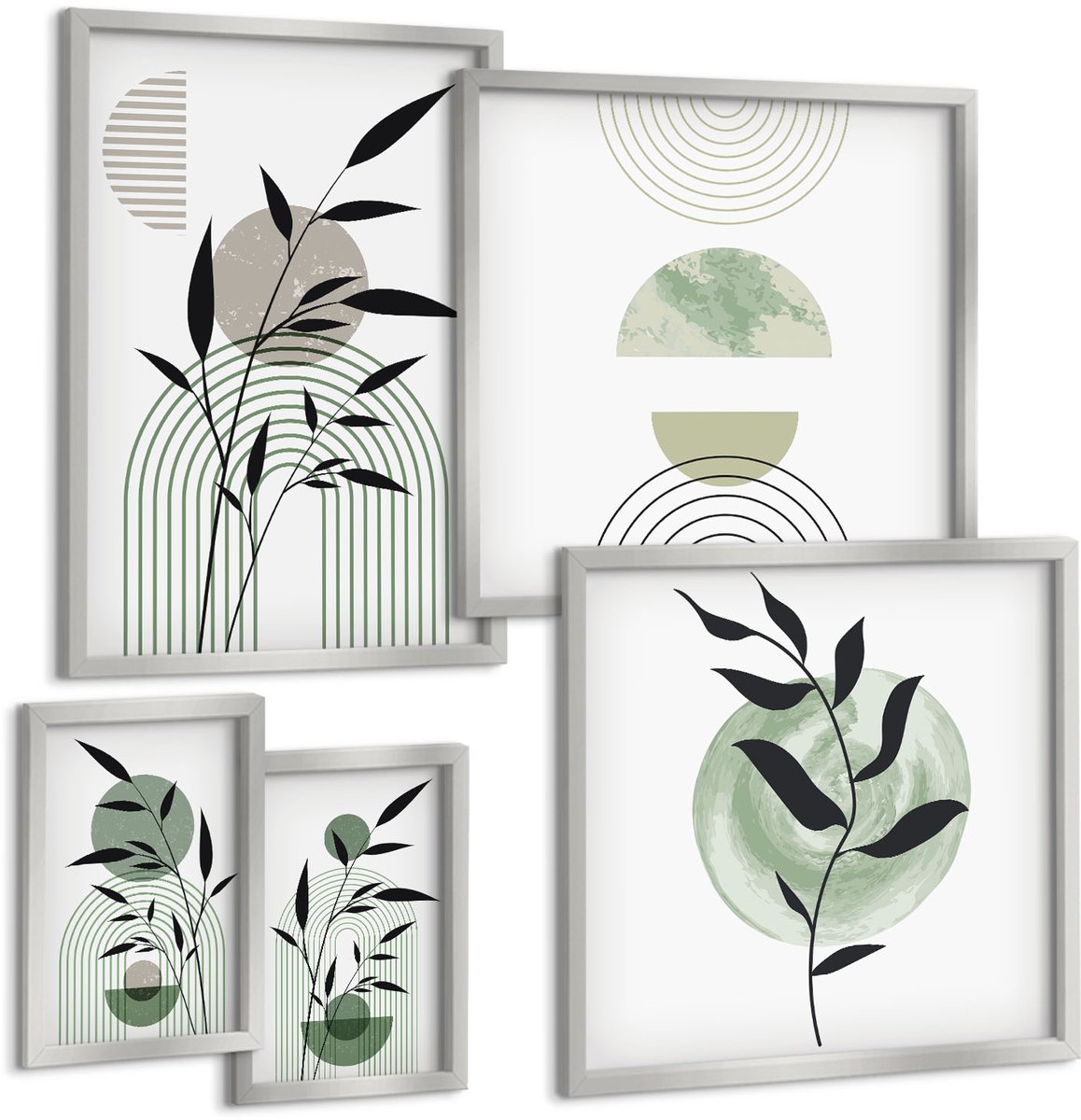 Coloray 5-Delige Schilderij Set - Stijlvolle Portretten Van Dieren En Mannen - 20 x 30 cm - Schilderijen Set - Wanddecoratie - Woonkamer - Muurdecoratie