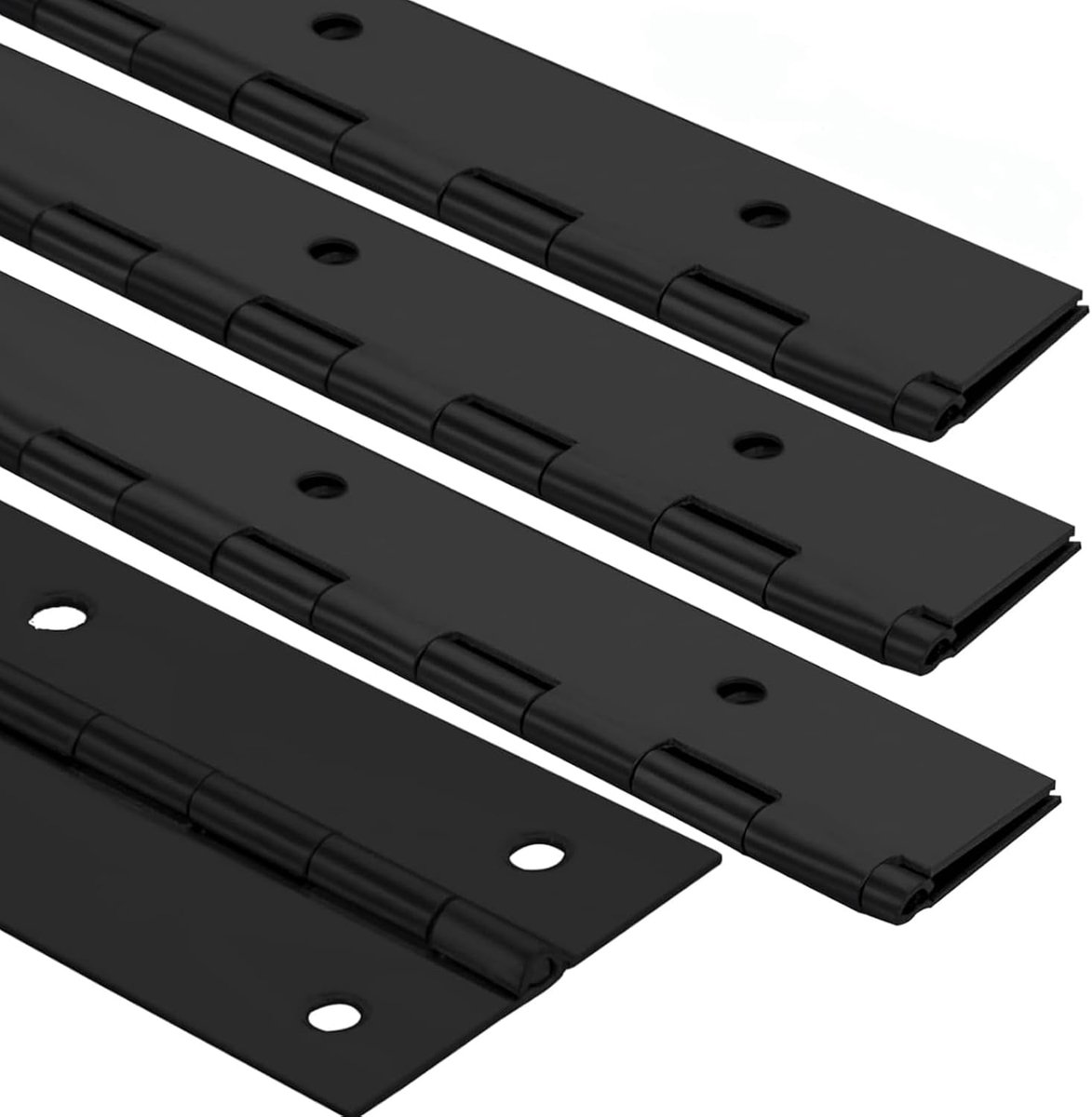 4 stuks Heavy Duty Piano Scharnier, 2 "Open Breedte x 16" Continue & Piano Scharnieren, 0,075 "Dikke RVS Piano Scharnier met gaten, Zwarte RVS Meubelscharnieren voor Kastdeur Gevallen Houtbewerking