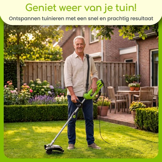 MOWZA® Elektrische Bosmaaier - 2 in 1 Grastrimmer & Kantenmaaier - Tuingereedschap - 1010 W - Incl. Schouderband - Groen — afbeelding 5