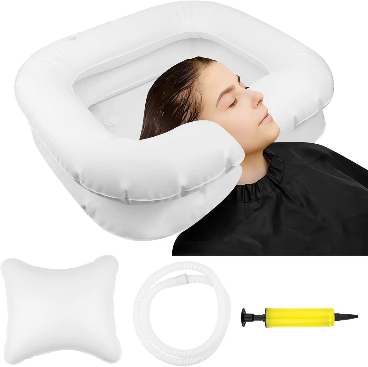 Opblaasbare wastafel voor bedlegers, haarwassen voor bedlegers, draagbare opblaasbare mobiele wastafel met klein - ShopVlot