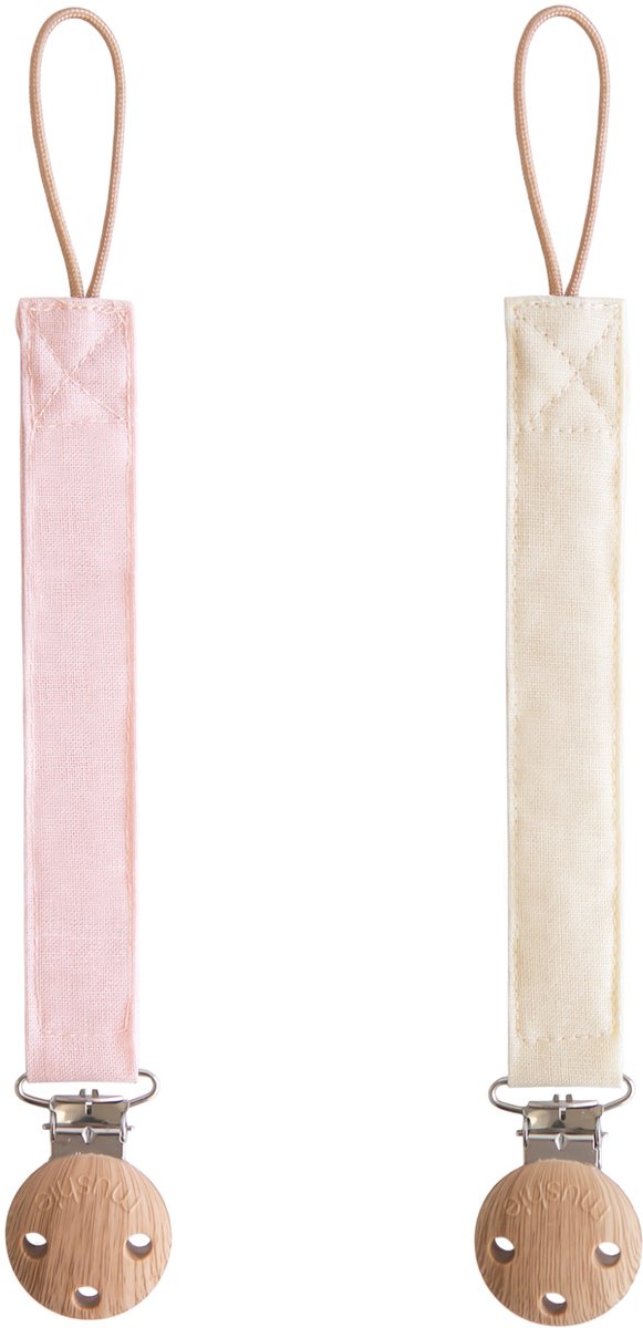 Mushie Fopspeenkoord 2-Pack - Linen Blush/Cream van Merkloos — afbeelding 2