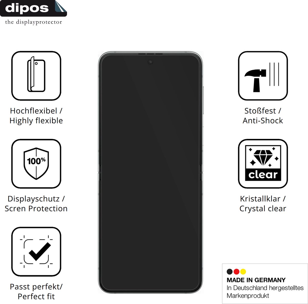 dipos – 2x Beschermfolie geschikt voor Aiplus AI+ Nova Flip 5G | 3D Full Cover Screenprotector | 100% Passend