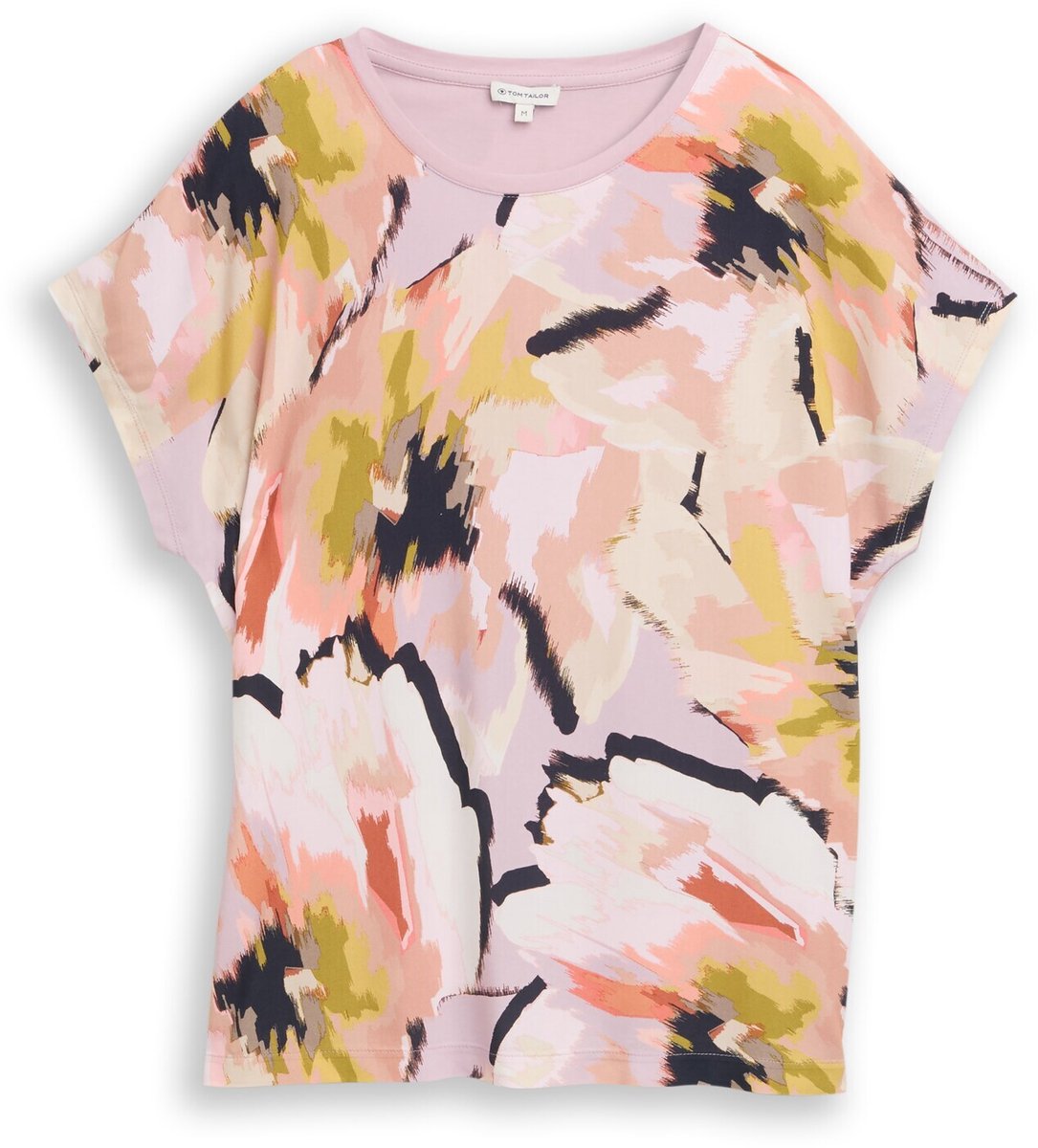 Tom Tailor - T-shirt in materiaalmix - Maat XS - big abstract flower print