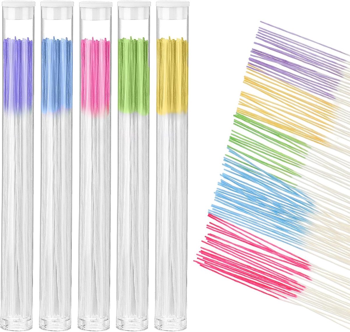 300 stuks oorgatreiniger floss, reiniger voor piercingverzorging, oorbellengatreiniger in 5 kleuren, oorgatreiniger, reinigingslijn voor oorbellenpiercing, reinigingstool voor oorgatverzorging voor