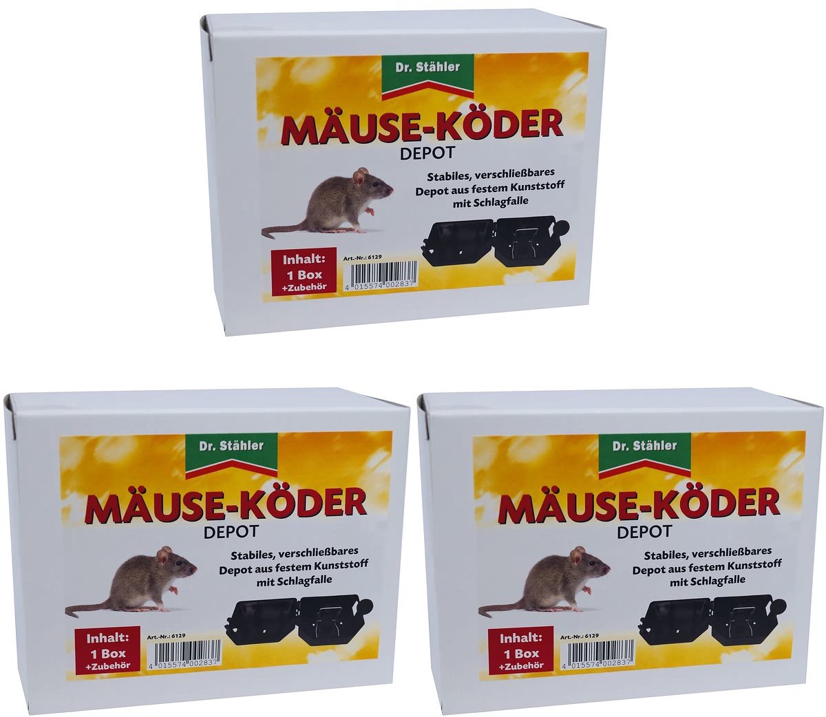 3 x Dr. Staehler muizenlokdoos met klapval